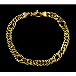 9ct gold fancy double curb link bracelet, Birmingham import mark 1994