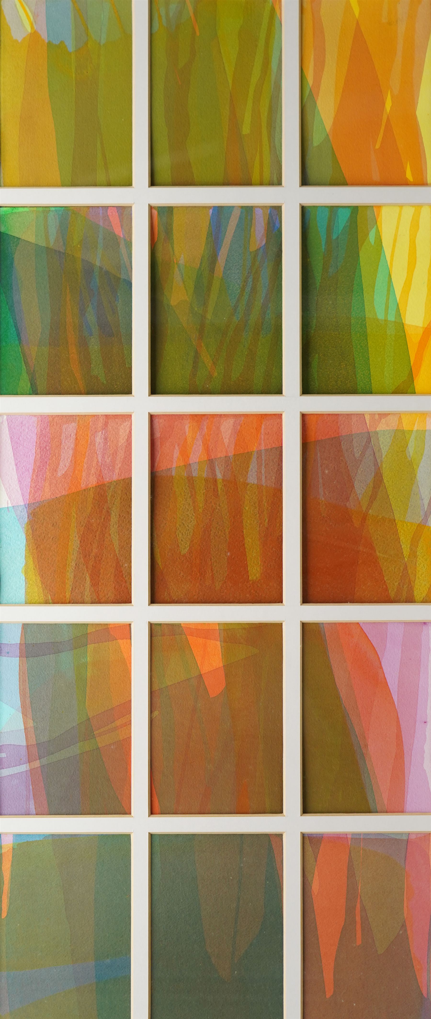 Gillian Ross Kelsey (British 1935-2025): 'Shadows', acrylic ink signed and titled in pencil 85cm x 36cm