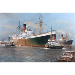Adrian Thompson (British 1960-): The Wilson Liner Rinaldo of Hull, oil on canvas signed 49cm x 75cm 
