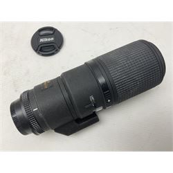 Nikon 'ED AF Micro Nikkor 200mm 1:4D' lens, Tamron 'SP Di AF 180mm 1;3.5 Macro1:1' lens, serial no 501075 and Tamron 'AF 70-300mm 1:4-5.6 Tele-Macro (1:2) ' lens, serial no 305906  