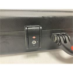 Fender Precision Bass guitar, in Olympic White finish with tortoiseshell effect scratchboard, serial no US15103092, in black Fender hard case with Fender strap and warranty card, guitar L116cm