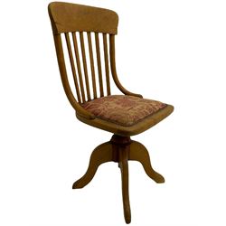 Oak swivel swivel chair with upholstered seat