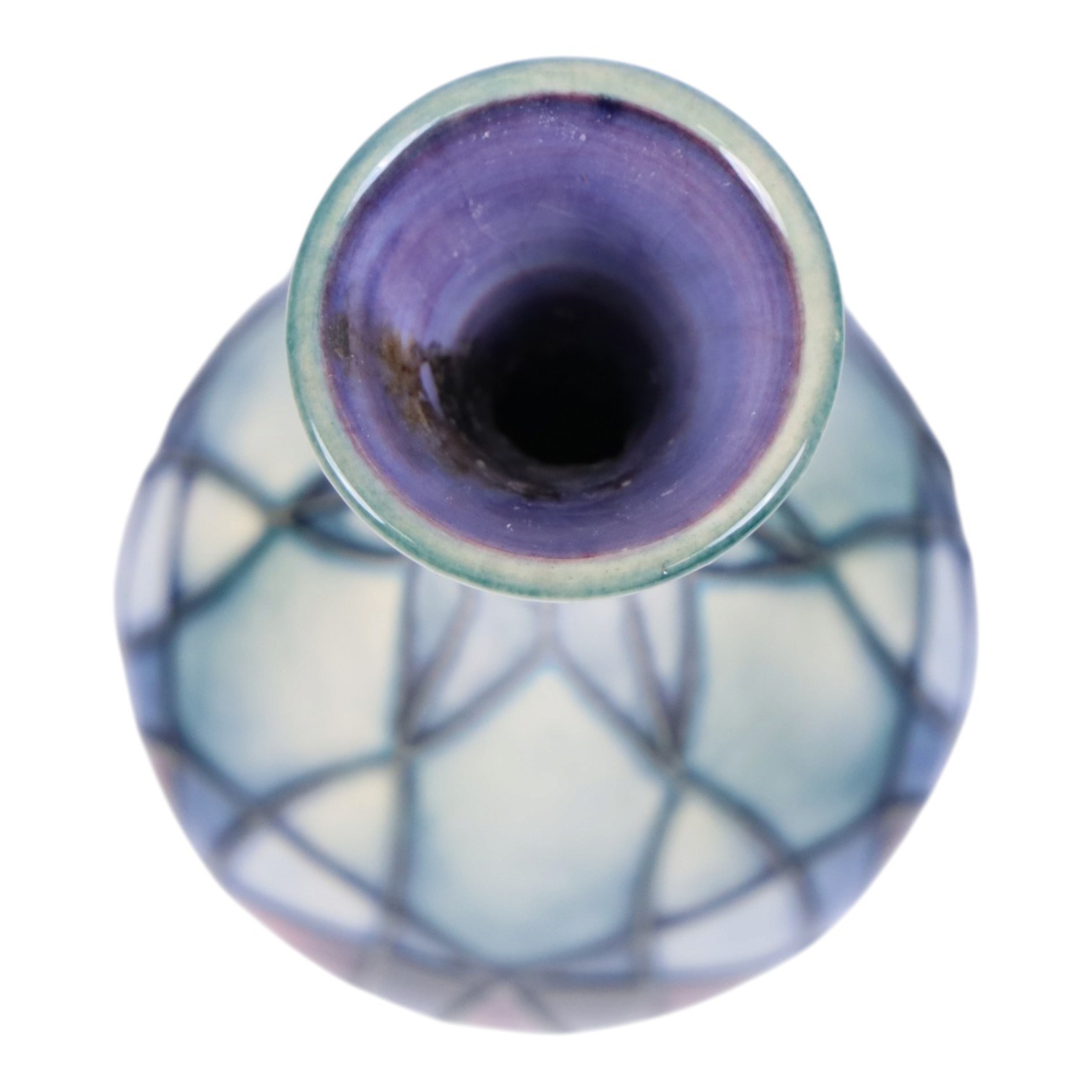 Moorcroft Indigo blue pattern Emma Bossons trial vase, printed and painted marks beneath, H17cm 