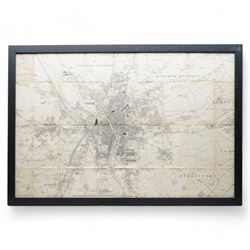 Framed Early 20th century Ordnance Survey map of York 60cm x 90cm