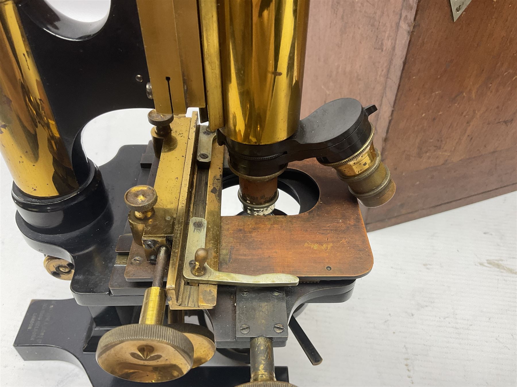 Three W. Watson & Sons microscopes, comprising Kima no 58173, Low power binocular no 98846 and High power binocular no 103144, all boxed 