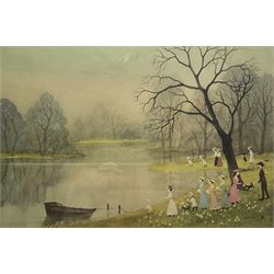 Helen Layfield Bradley (British 1900-1979): 'April', limited edition colour print signed in pencil 38cm x 56cm