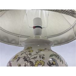 Copeland Spode table lamp with floral decoration, together with another table lamp, largest with shade H57cm