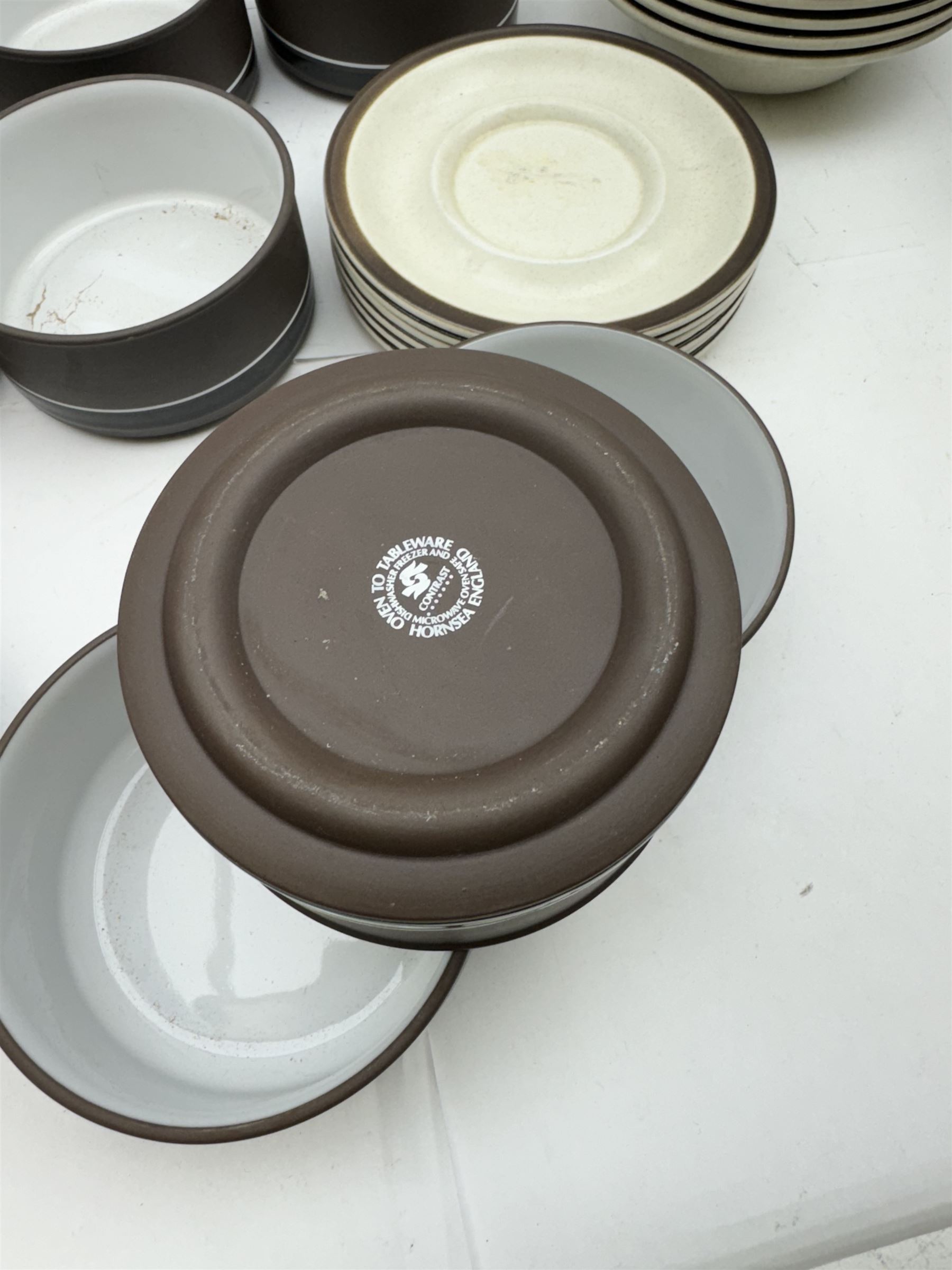 Hornsea Lancaster Vitramic Contrast pattern tea service, including coffee pot, jug, sugar bowl, cups saucers, etc together with other items of Hornsea Lancaster Vitramic