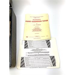 GDR Firotti piano accordion with black and silver case, sixteen keys and forty-eight buttons L38cm; in simulated reptile skin case with sheet music