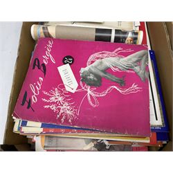 Miscellaneous ephemera including large quantity of theatre programmes c1936-2000s, some bearing signatures; 1930s/40s sheet music; film magazines including Screenland 1928, Theatre Arts 1950s, Film Review 1980s/90s etc