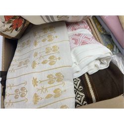 Collection of vintage cushion covers, including Laura Ashley examples, together with vintage Scandinavian table clothes 