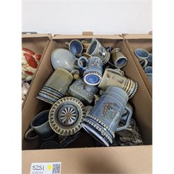 Collection of Irish Wade ceramics, including tankards, mugs, teapots, etc, in three boxes