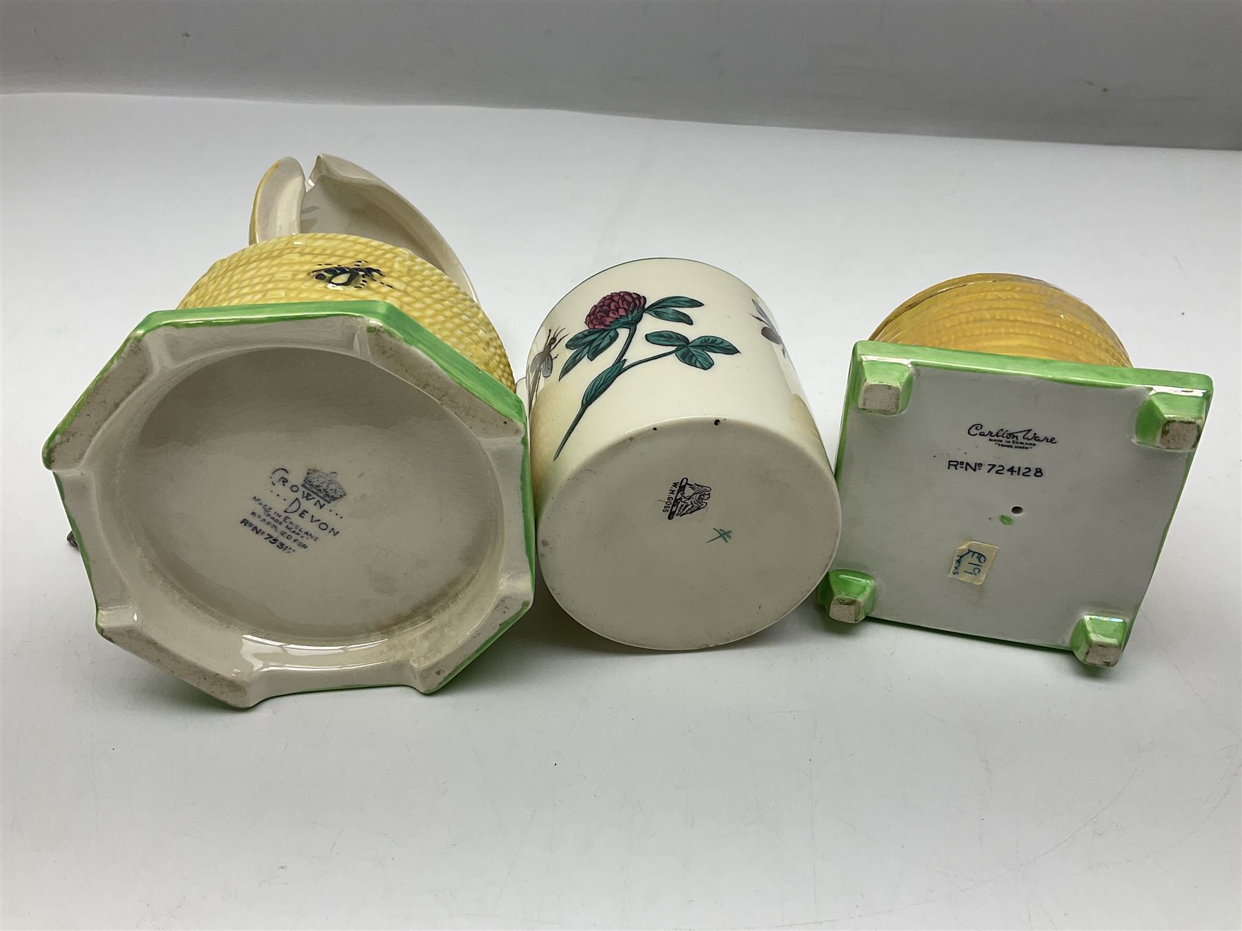 Large collection of honey pots, of various shapes, to include examples from Crown Devon, Marutomo ware, W.H Gloss, Goebel etc 