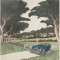 Michael Atkin (Scarborough 1952-): 'Austin Healey MKIII - Ford and Footbridge', limited ed...