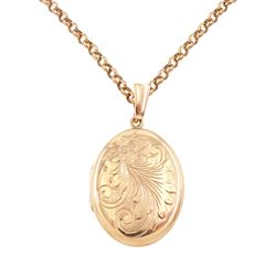 9ct rose gold hinged locket pendant necklace, hallmarked