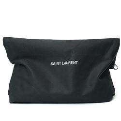 Yves Saint Laurent Calypso large shoulder bag, grey grained leather with envelope flap and gold-tone Cassandre monogram, sliding chain and leather shoulder strap, magnetic fastening, interior lined in black textile with zip pocket and leather brand tab stamped Saint Laurent Paris, made in Italy, together with original Saint Laurent dust bag, W37cm D10cm H22cm