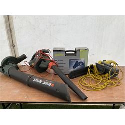 Black and decker 1500W GW250 leaf blower, Challenge Extreme reciprocating saw and Challenge corded chainsaw  - THIS LOT IS TO BE COLLECTED BY APPOINTMENT FROM DUGGLEBY STORAGE, GREAT HILL, EASTFIELD, SCARBOROUGH, YO11 3TX
