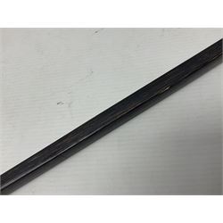 Austrian Art Nouveau zebra wood walking stick, silver covered angular handle relief decorated with stylised flowers, hallmarked Vienna c1900, makers mark LM, H84cm