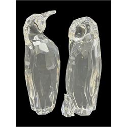  Swarovski Crystal penguin family group, comprising pair of adults and chick, tallest H13cm