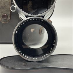 Mamiyaflex C3 TLR camera body, serial no. 2399634, with 'Mamiya Sekor 1:4.5 f=18cm' lens, serial no. 690864 and 736076