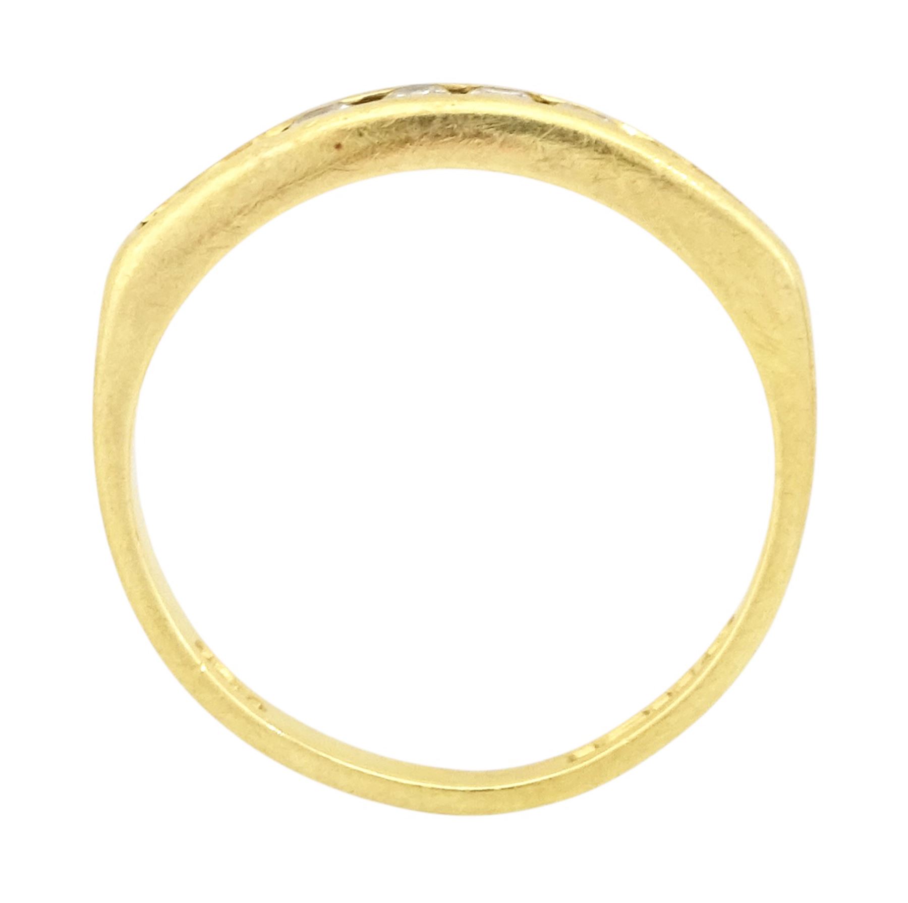 18ct gold diamond half eternity ring, channel set with eight round brilliant cut diamonds, London 1990