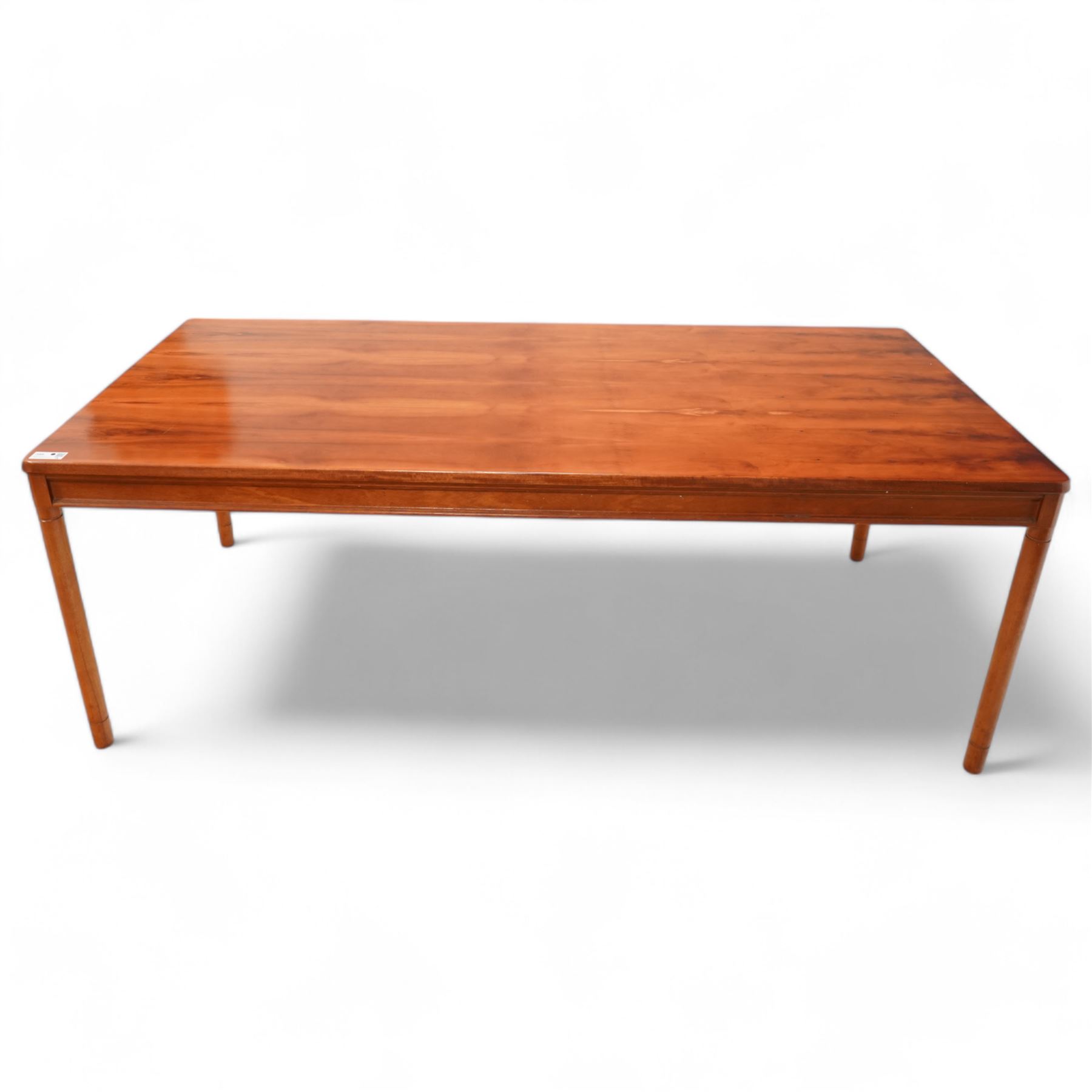 Philip Hussey for White and Newton Portsmouth - mid-20th century yew wood dining table, rectangular top on turned supports