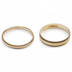 Two 9ct gold wedding bands, hallmarked