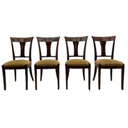 Grange Furniture - cherry wood finish oval extending dining table on square tapering supports, and a set of eight dining chairs with curved backs and upholstered seats 