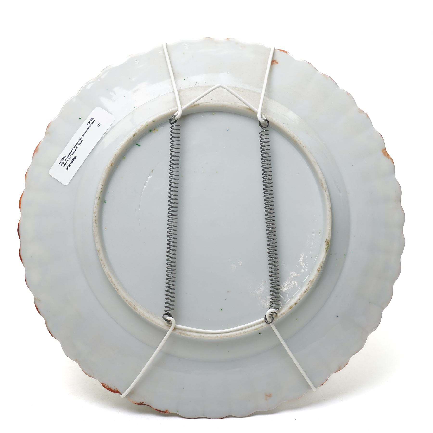 Pair of Canton Famille Rose Medallion plates decorated with exotic birds and plants, with fluted rim, D25cm