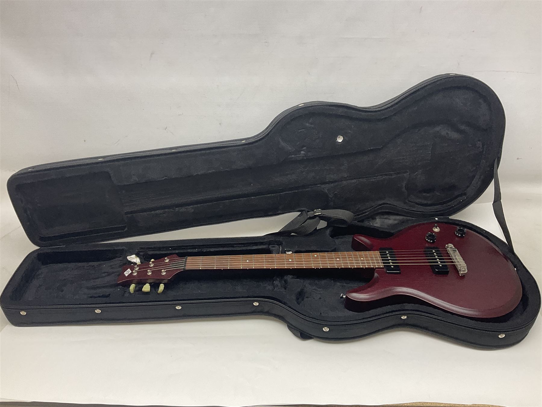 British hand-made mahogany electric guitar by 'JJ' luthier Dan Macpherson c2012 L95cm; in FX lightweight carrying case