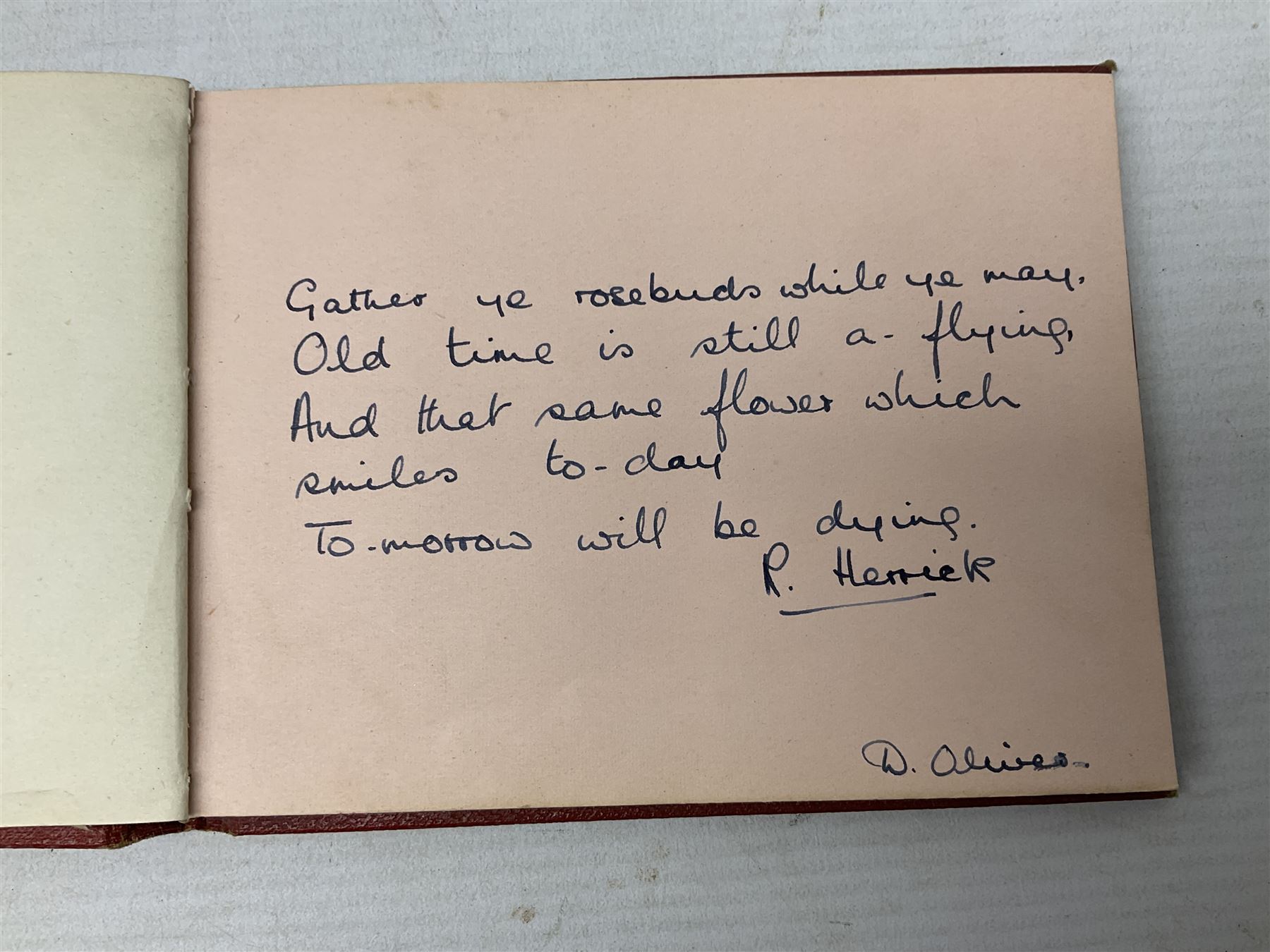 Mid 20th century autograph book, to include autographs from Beverley Sisters, Reg Varney, Ronnie Verrell, Betty Mitchell, etc, poems and verses etc