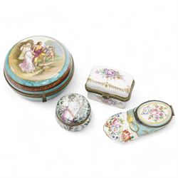 Four 19th century porcelain trinket boxe