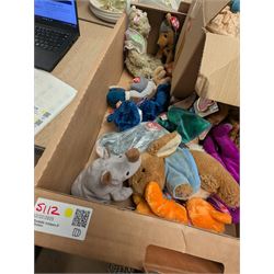 Collection of vintage and modern soft toys, including TY Beanie Babies, Disney Store Eeyore, etc