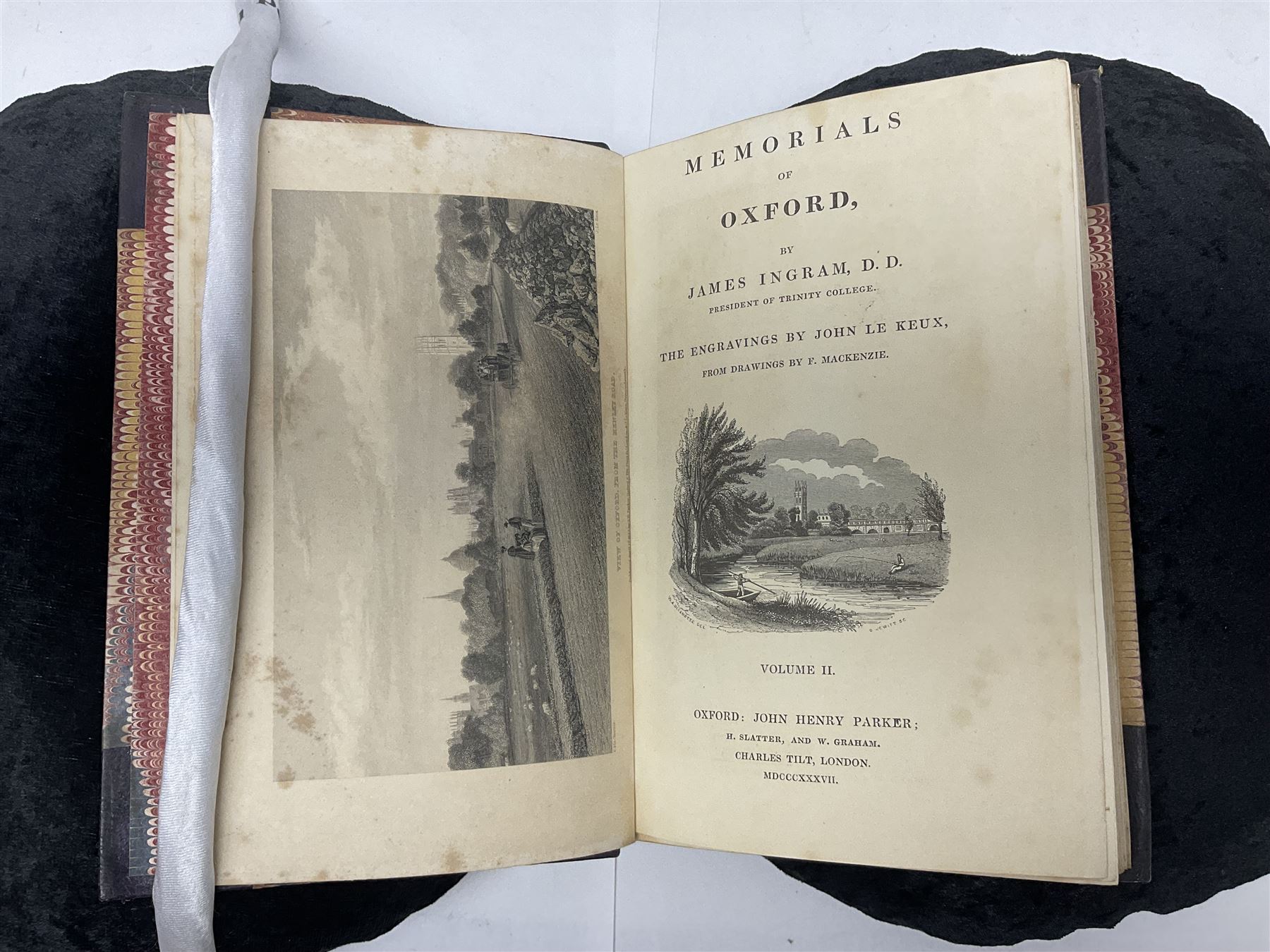 Ingram, James, Memorials of Oxford, The Engravings by John Le Keux from drawings by F. Mackenzie, three volumes, engraved title, frontispiece, plates and illustrations in the text, Oxford,1837, together with Chalmers, Alex, A History of the Colleges, Halls, and Public Buildings, attached to the University of Oxford, two volumes, engraved title, frontispiece, plates and illustrations in the text, Oxford, 1820, (5)

