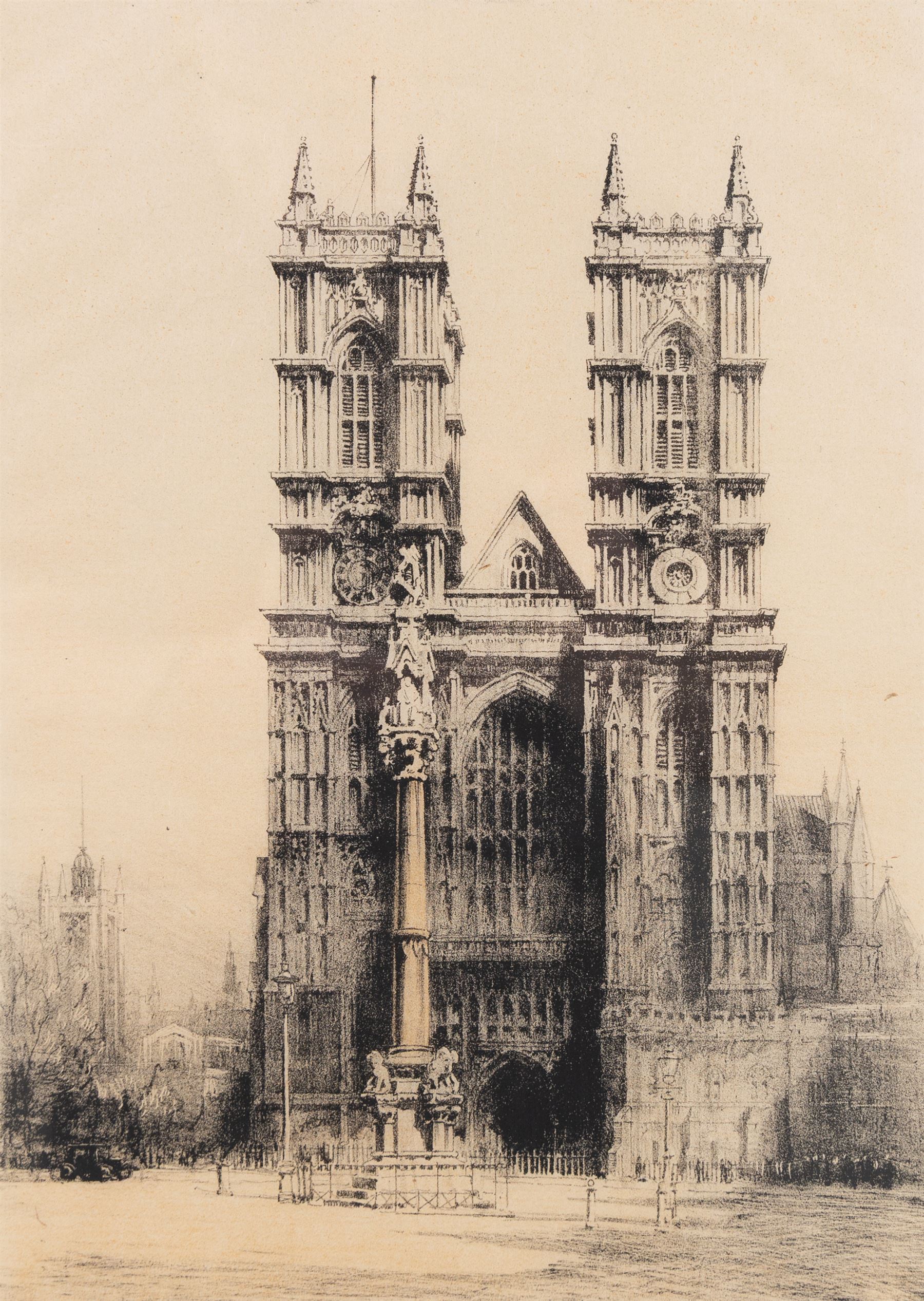 Luigi Kasimir (Austrian 1881-1962): Munich, etching signed in pencil 12.5cm x 19.5cm: Herbert Hampton (British 1862-1929): Westminster Abbey, etching signed in pencil 32cm x 23cm (2)