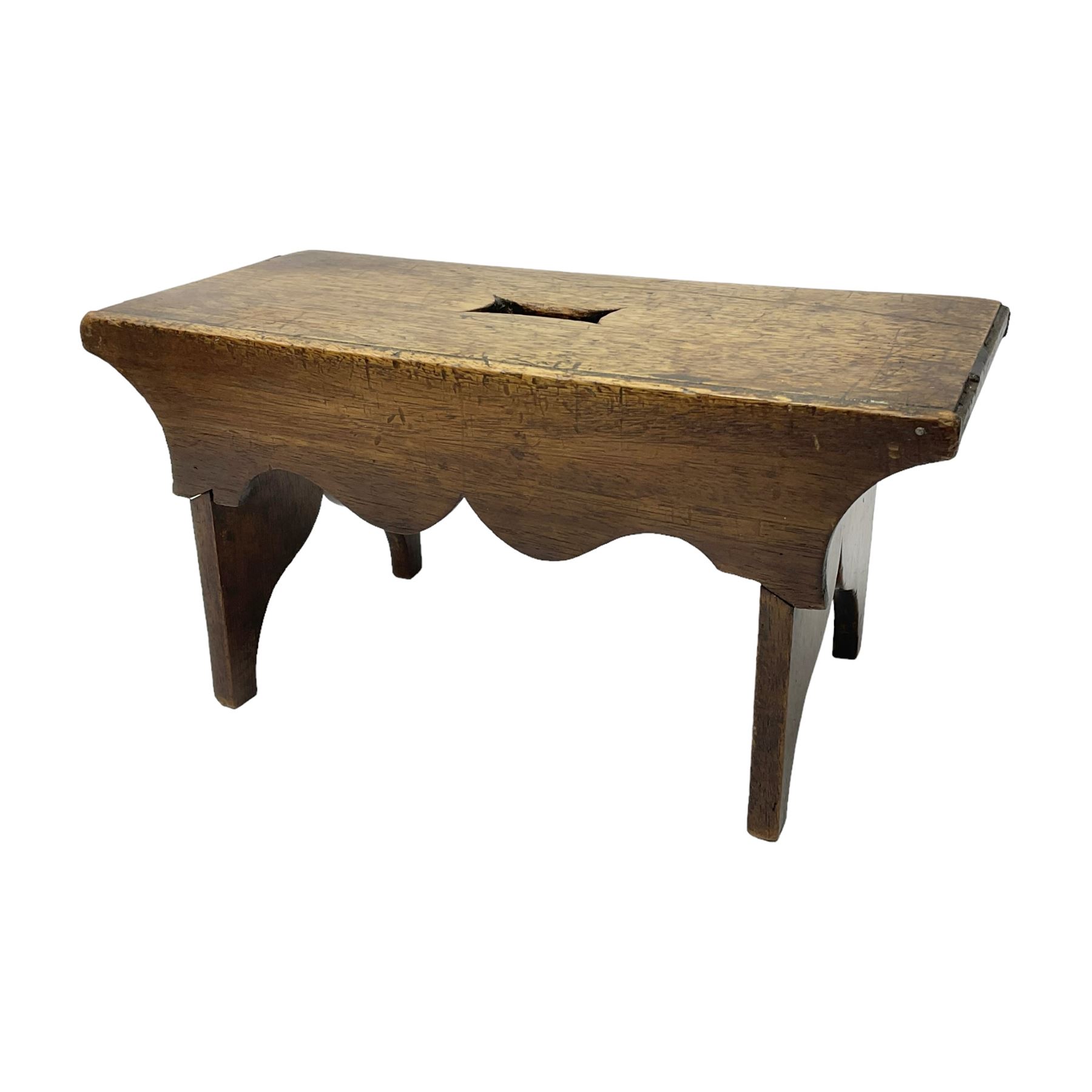 19th century oak miniature apprentice vernacular stool, H13.5cm