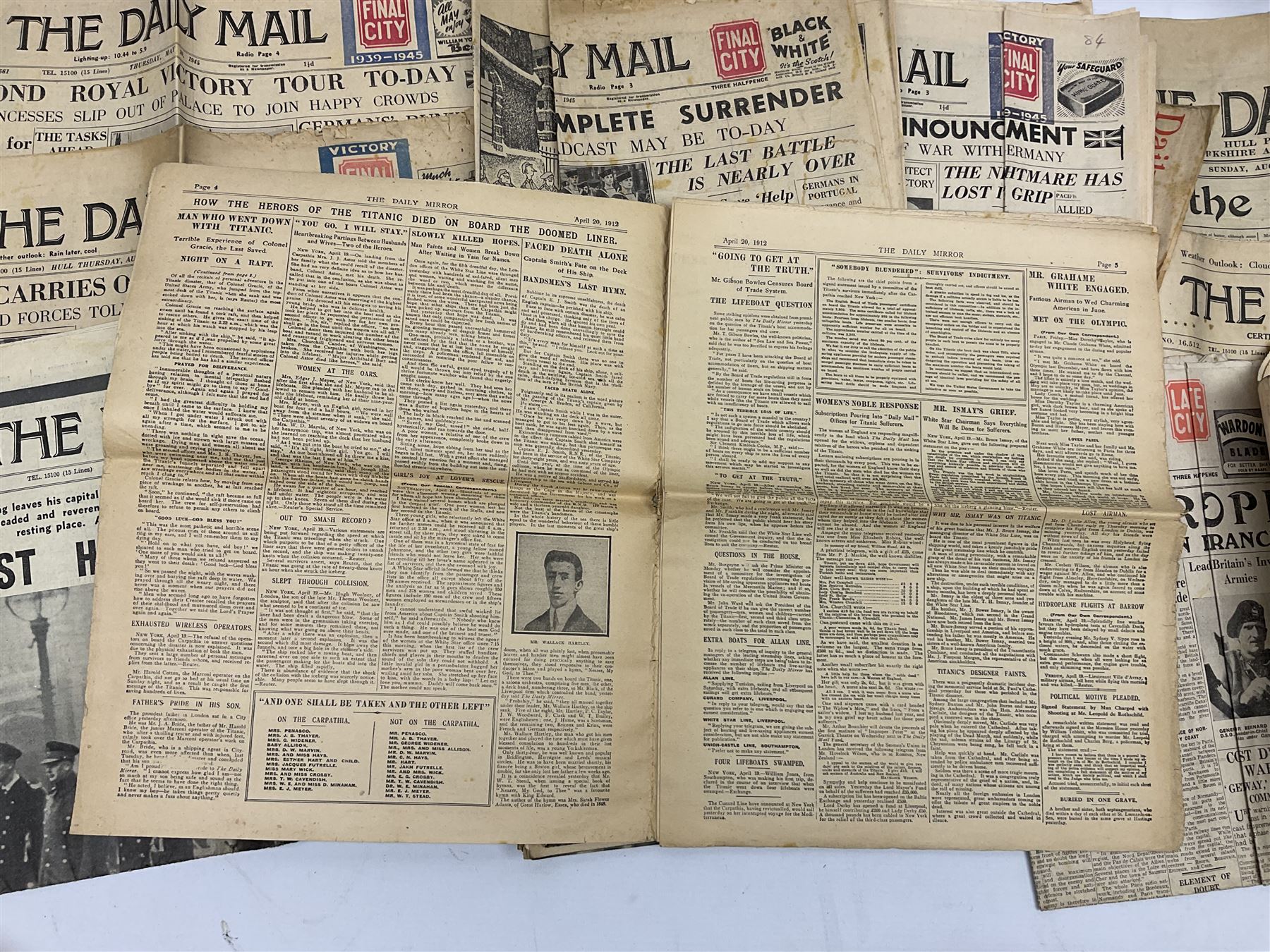 Collection of newspapers and cuttings to include first and second World War examples, Walt Disney Mickey Mouse Weekly Souvenir Coronation issue comic, dated May 30 1953 and other Coronation related news leaves