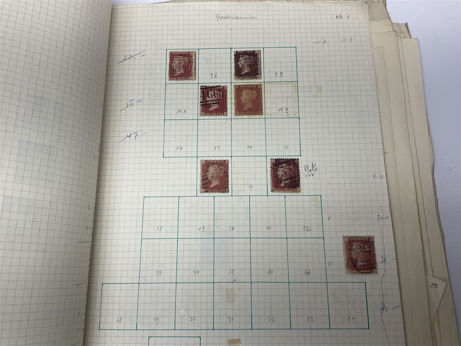 Mostly Great British Queen Victoria and later stamps, including imperf penny reds, 1841 two pence blues white lines added, imperf penny red on cover with 'More To Pay', half penny 'bantams', perf penny reds etc, in album, on pages and loose in packets