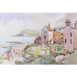 Angus Bernard Rands (British 1922-1985): Robin Hood's Bay and Country Scenes, three watercolours (one unframed painted recto and verso) signed, 34cm x 50cm