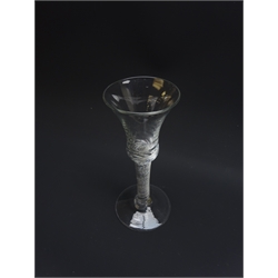  Georgian wine glass, bell shaped bowl, air twist stem and domed foot, H16cm   
