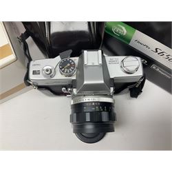 Minolta Dynax 5xi camera body serial no 17222646 with 'AF Zoom Xi 28-80mm 1:4(22)-56' lens serial no 17220881, Minolta SRT101 camera body serial 1944687, Lumix camera body serial no K6SC10168 etc 