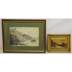 Thomas Calvering Alder (British c.1857-1931): Whitby, watercolour signed 18cm x 27cm and Moorland Scene, watercolour by the same hand 11cm x 15cm (2)  