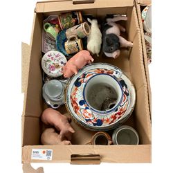 Collection of ceramics, including tea service, frog mug, figures and other collectables, in four boxes 