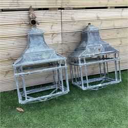 Pair of large Edwardian metal street lamps - THIS LOT IS TO BE COLLECTED BY APPOINTMENT FROM DUGGLEBY STORAGE, GREAT HILL, EASTFIELD, SCARBOROUGH, YO11 3TX