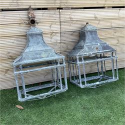 Pair of large Edwardian metal street lamps - THIS LOT IS TO BE COLLECTED BY APPOINTMENT FR...