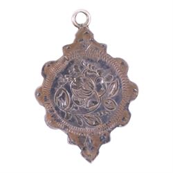 9ct gold jewellery glazed photograph pendant, hallmarked, together with silver miniature scent bottle, brooch and pendant
