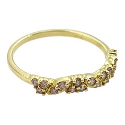 9ct gold diamond leaf design ring, hallmarked, total diamond weight approx 0.33 carat 