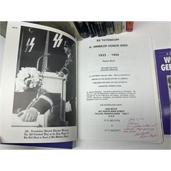 Excellent collection of twelve German Third Reich reference books including four by Adrian Forman - Guide to Third Reich German Awards and Documents, ........ Documents and Their Values. Volumes one and two. Both limited edition and signed by the author; and Bravery, Courage & Valour - Decorations and Awards of the Third Reich; D.E. Bowen: The Prussian & German iron Cross. Signed by the author; Ulric of England: Collecting Third Reich 'SS' and Political Cuffbands. Two volumes; Don Boyle: 'SS' Totenkopf H. Himmler Ring 1933-1945. 2nd printing. Signed by the author and inscribed to 'Adrian' (Forman); and four others (12)