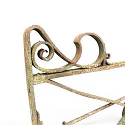 Impressive 19th century 9' wrought iron Country House gate, bar form with close rail base, X framed with central crests, scroll and spike top