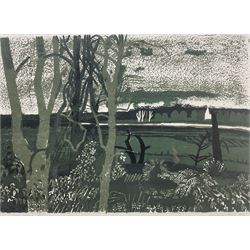 Rosamund Steed (British 1937-2021): 'Deben Snow I', screenprint signed, titled, dated 1962...